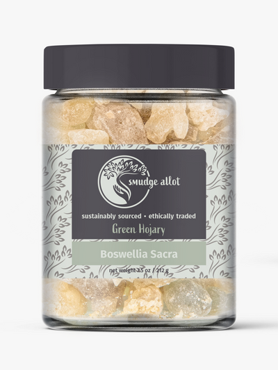 Jar of Smudge Allot's Green Hojary Boswellia Frankincense Resin